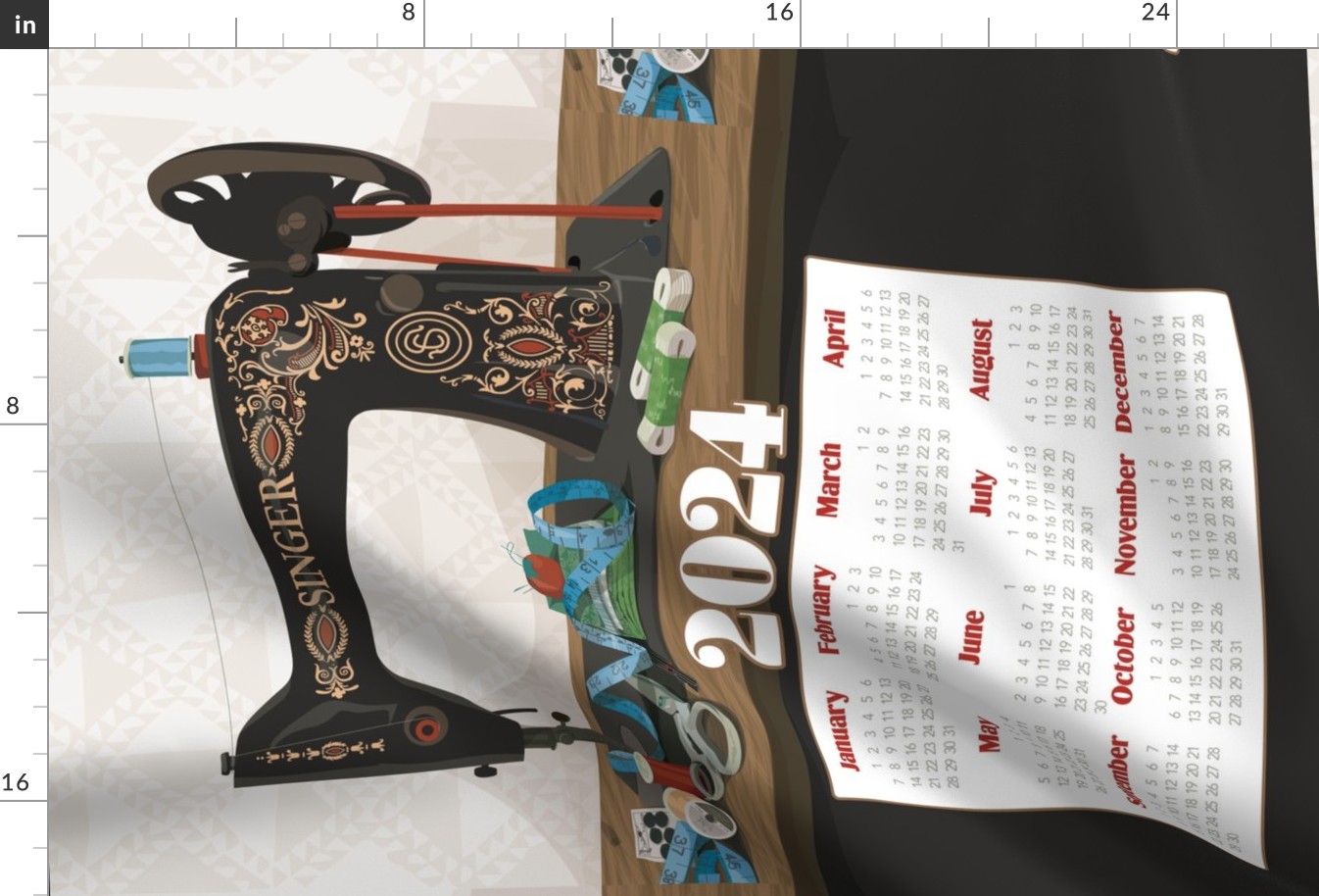 2024 Calendar Towel Singer Sewing Machine