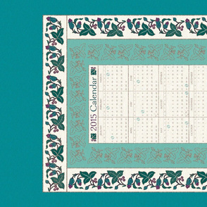 CAL2015-Natural-flowers textured embroidery borders - 18x27 - cream-seafoam-bluegreens