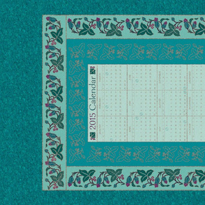 CAL2015-Natural-flowers textured embroidery borders - 18x27 - seafoam-bluegreens-copper-redviolet