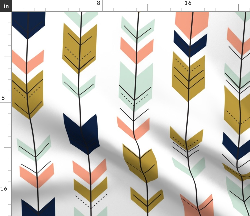 Fletching arrows // mint/coral/navy/gold