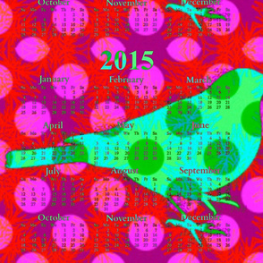 2015 Calendar -  Happy New Year Bird