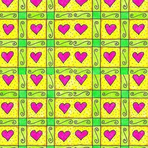 Crazy Sunflowers Heart Squares Yellow