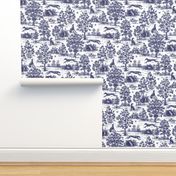 Large Navy Blue Greyhound Toile