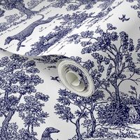 Large Navy Blue Greyhound Toile