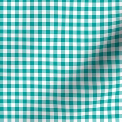 fisherman's gingham - green teal and white, 1/4" squares 