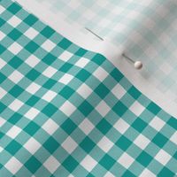 fisherman's gingham - green teal and white, 1/4" squares 