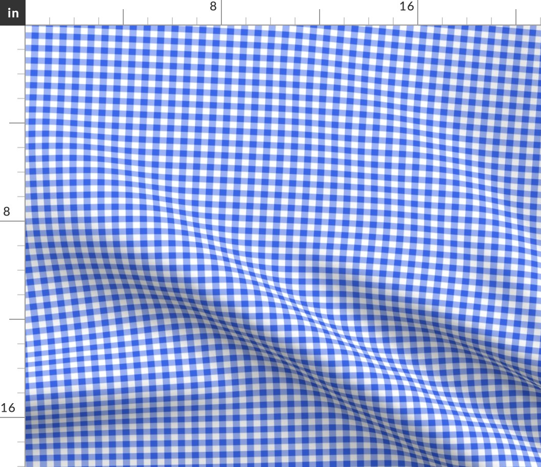 fisherman's gingham - bright blue and white, 1/4" squares 