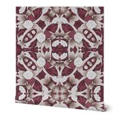 Art deco rose vine in burgundy wine red