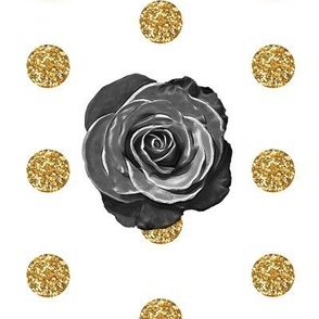 Classic Black Rose on Gold Glitter 