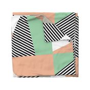 Triangles & Stripes Cheater Quilt - Peach & Mint