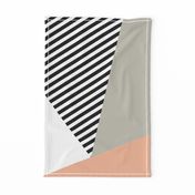 Triangles & Stripes Cheater Quilt - Peach & Mint