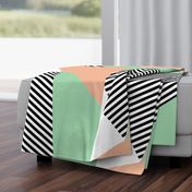 Triangles & Stripes Cheater Quilt - Peach & Mint