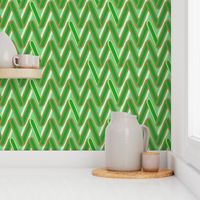 Christmas Green Chevrons With Small Gold Stripes on Light Background (small scale)