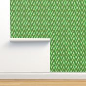 Christmas Green Chevrons With Small Gold Stripes on Light Background (small scale)