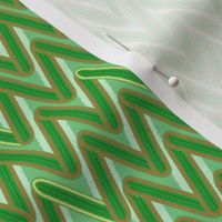 Christmas Green Chevrons With Small Gold Stripes on Light Background (small scale)