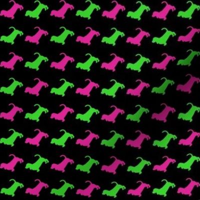 Preppy Basset Hounds -- Pink and Green on Blue