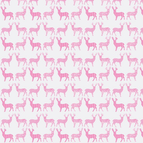 Candy Pink Meadow Deer on White SMALL SCALE -ch