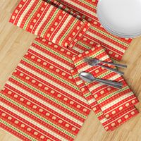 New year wrapping paper with golden lambs on red background