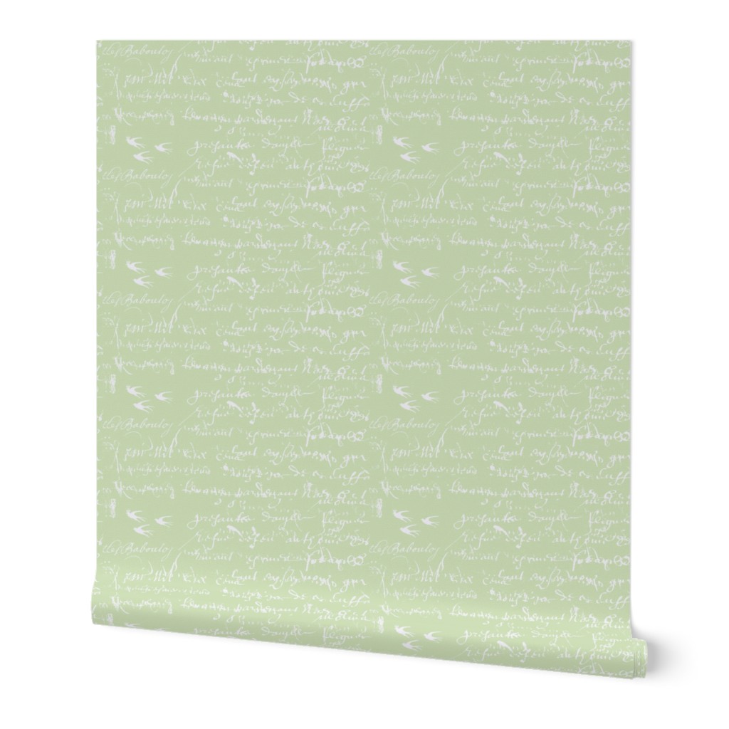 Shabby Chic French script, celery green