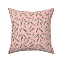 Inky Feathers fabric // (Small) - Pale Pink by Andrea Lauren 