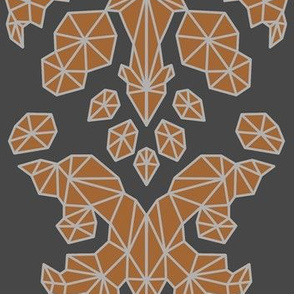 Geometric Brocade Orange and Grey