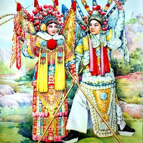 asian china chinese oriental fighting woman lady man warriors war battles traditional martial arts kung fu spear beijing peking opera soldiers rivers dynasty