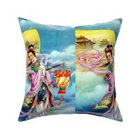 asian china chinese oriental chinoiserie ancient dynasty moon goddess chang festival fairy lanterns lunar night clouds palace castle myths legends