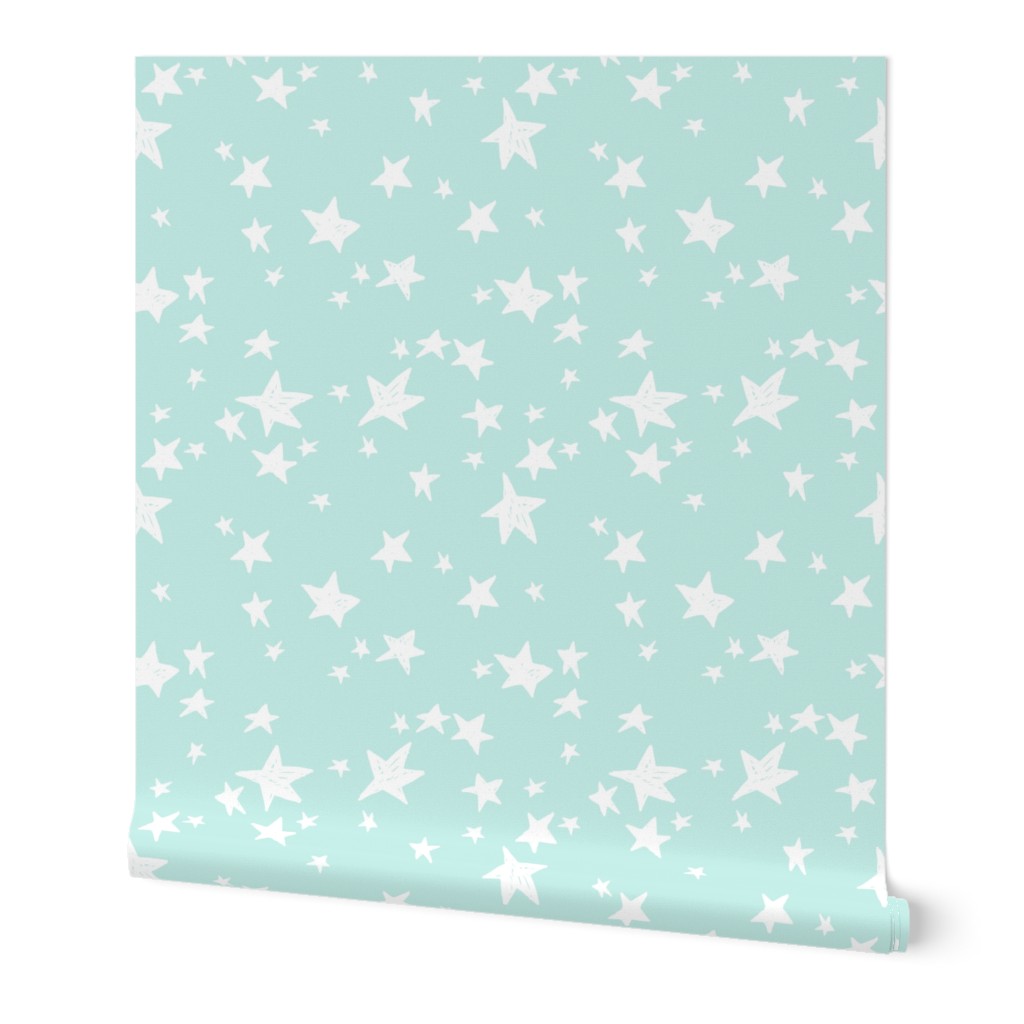 stars // pale sky blue stars fabric pastel star design andrea lauren fabric