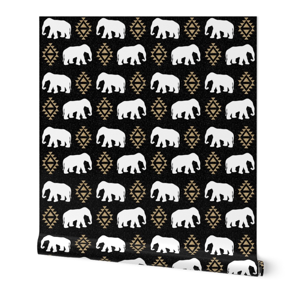 elephant black gold glitter