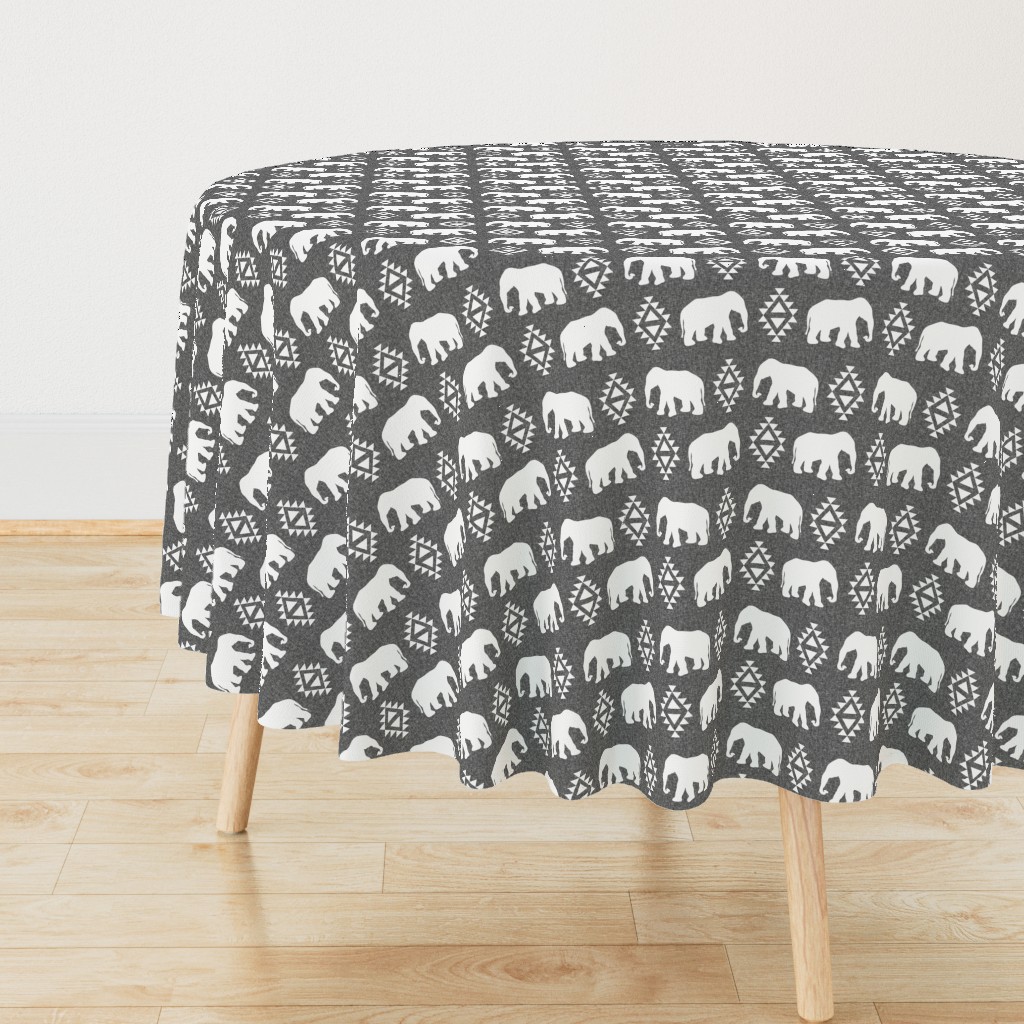 elephant white on grey linen