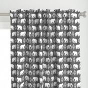 elephant white on grey linen