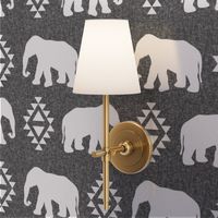 elephant white on grey linen