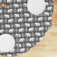 elephant white on grey linen