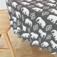 elephant white on grey linen