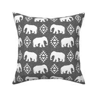 elephant white on grey linen