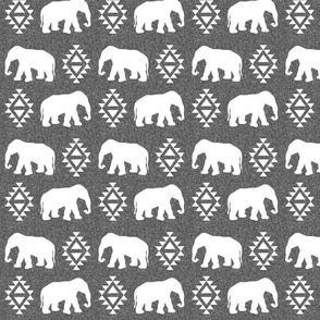 elephant white on grey linen