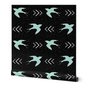 swallow bird black mint