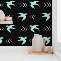 swallow bird black mint