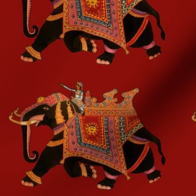 Magnificent Black Elephant on Red