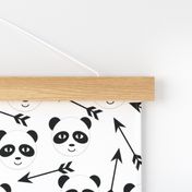 panda arrow black and white minimal monochrome swedish kids trendy hipster design for black and white nursery kids baby leggings