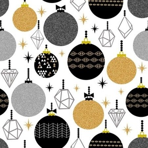 holiday ornaments - black gold glitter triangles