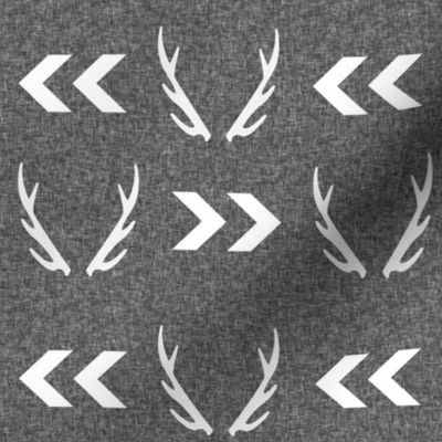 antler linen charcoal grey texture chevron arrow