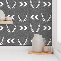 antler linen charcoal grey texture chevron arrow