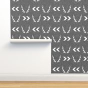 antler linen charcoal grey texture chevron arrow