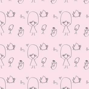 skipping girl pastel pink