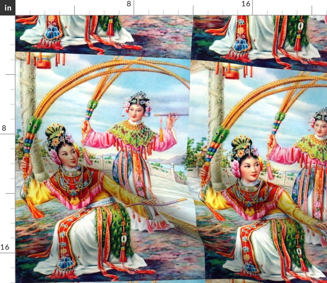 asian china chinese oriental chinoiserie ancient dynasty empress queens princess royalty palace dancing dancers opera beijing peking traditional