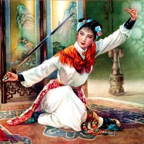 asian china chinese oriental chinoiserie hua mulan woman lady girl warriors traditional martial arts kung fu heroine swords woman