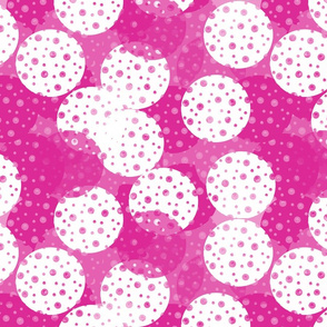 Dotty White and  Deep Pink Dots