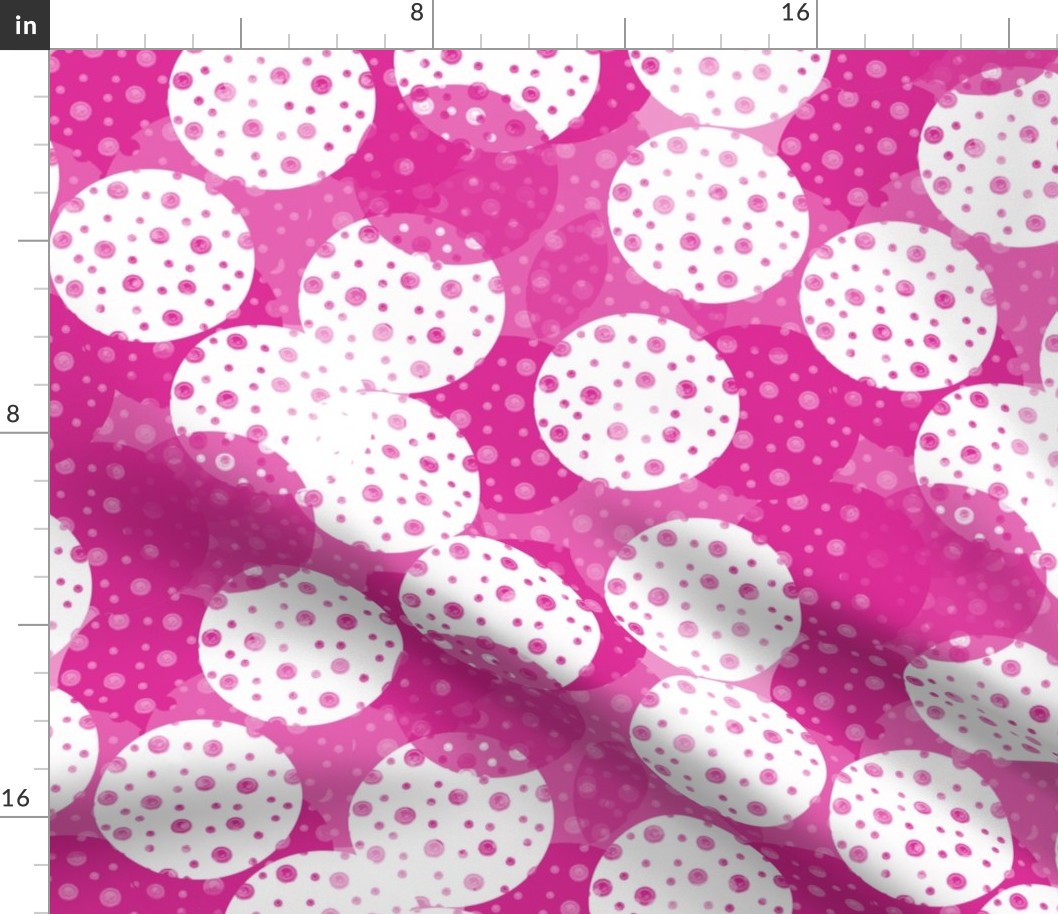 Dotty White and  Deep Pink Dots