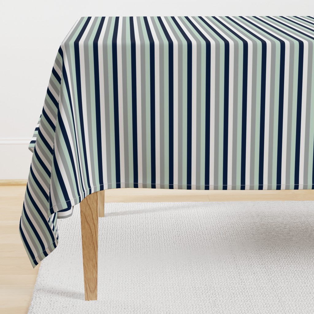 Stripes // Navy/Grey/Mint/White - Northern Lights Collection